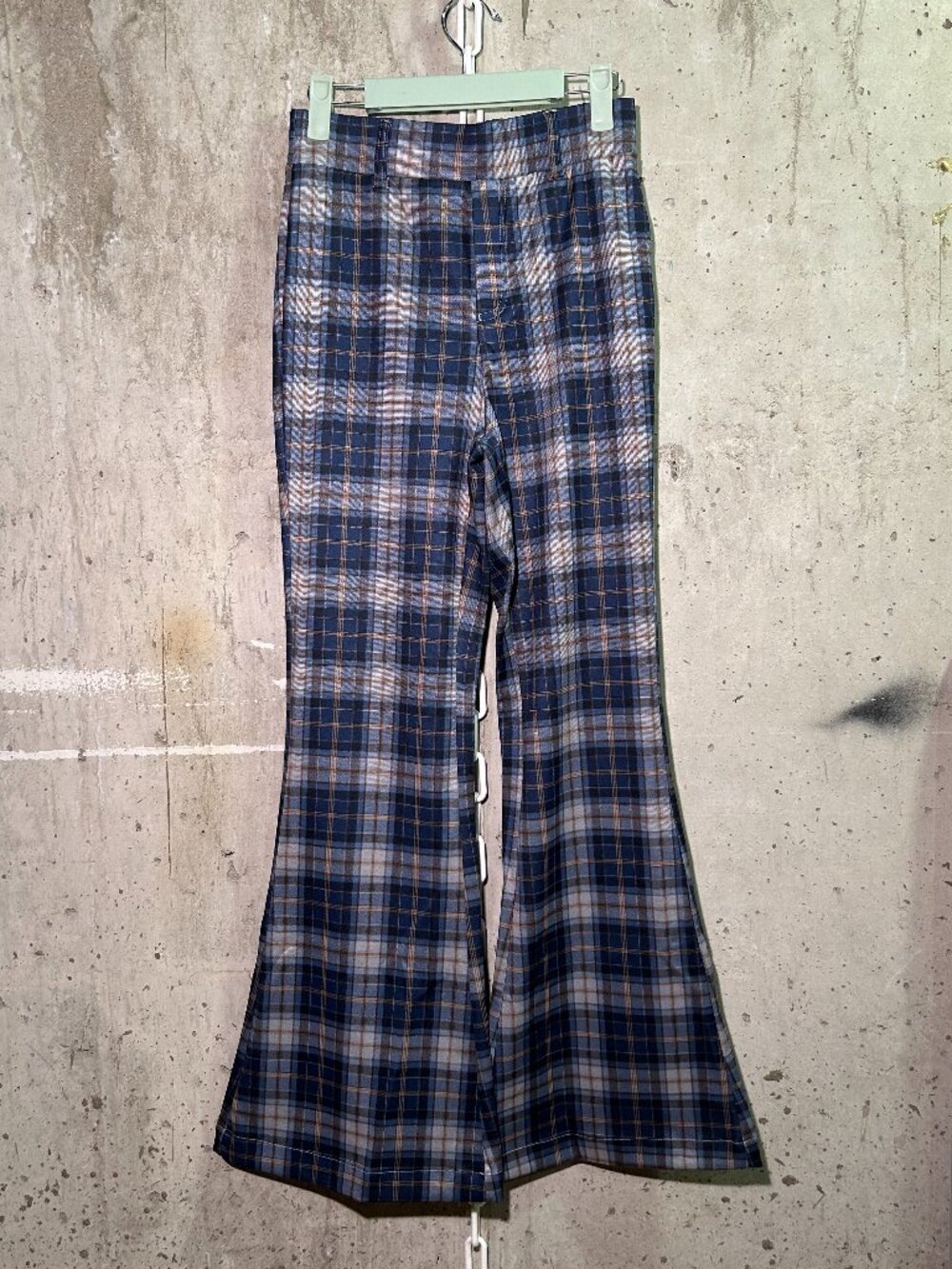 Plaid Bell Bottom Flare Pants